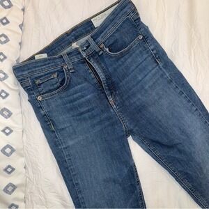 rag & bone Mid-Wash Skinny Ankle Jeans with Raw‎ Hem | Size 28
